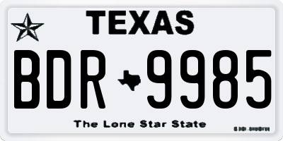 TX license plate BDR9985