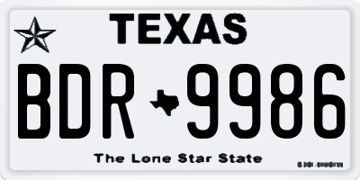 TX license plate BDR9986