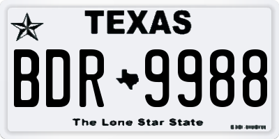 TX license plate BDR9988