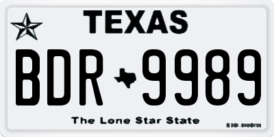 TX license plate BDR9989