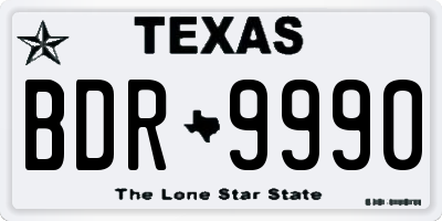 TX license plate BDR9990