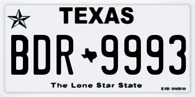TX license plate BDR9993