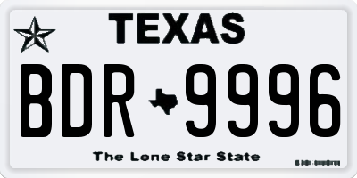 TX license plate BDR9996