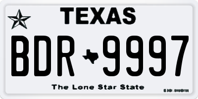 TX license plate BDR9997