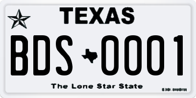 TX license plate BDS0001