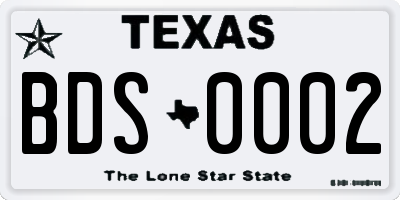 TX license plate BDS0002