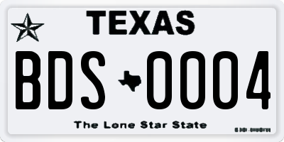 TX license plate BDS0004