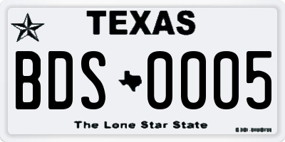 TX license plate BDS0005