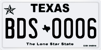TX license plate BDS0006