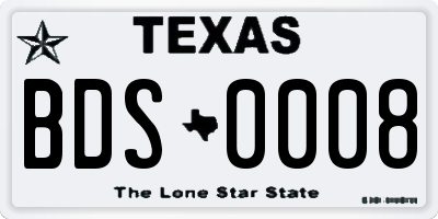 TX license plate BDS0008