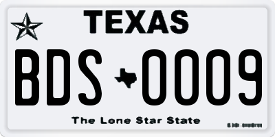 TX license plate BDS0009