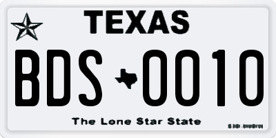 TX license plate BDS0010