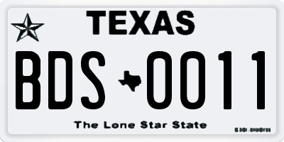 TX license plate BDS0011