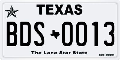 TX license plate BDS0013