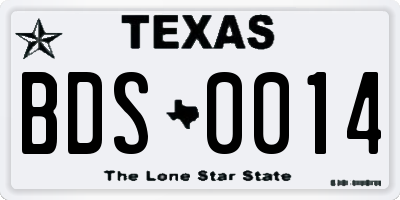 TX license plate BDS0014