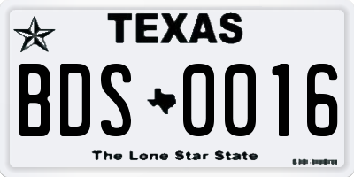 TX license plate BDS0016