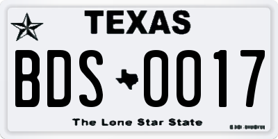 TX license plate BDS0017