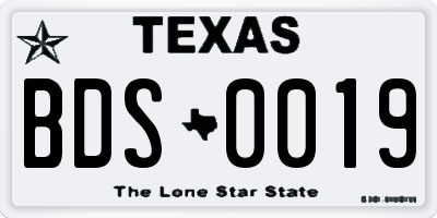 TX license plate BDS0019