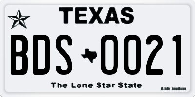 TX license plate BDS0021