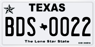 TX license plate BDS0022