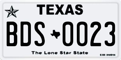 TX license plate BDS0023