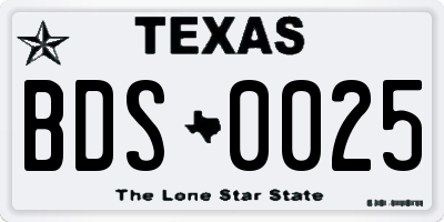 TX license plate BDS0025