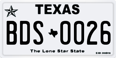 TX license plate BDS0026