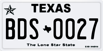 TX license plate BDS0027