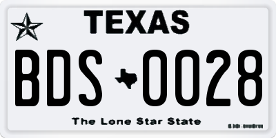 TX license plate BDS0028