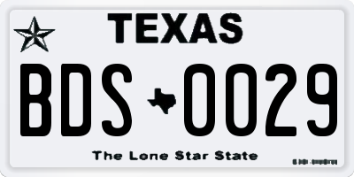 TX license plate BDS0029