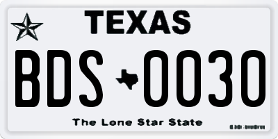 TX license plate BDS0030