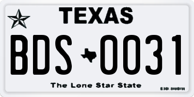 TX license plate BDS0031