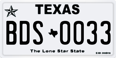 TX license plate BDS0033