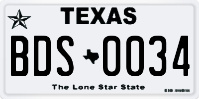 TX license plate BDS0034
