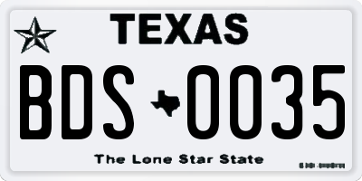 TX license plate BDS0035