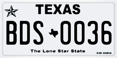 TX license plate BDS0036