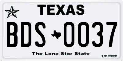 TX license plate BDS0037