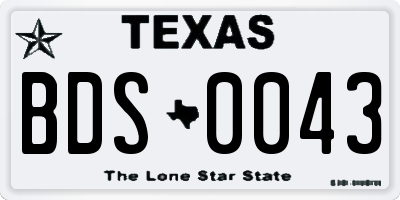 TX license plate BDS0043