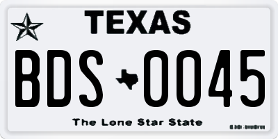 TX license plate BDS0045