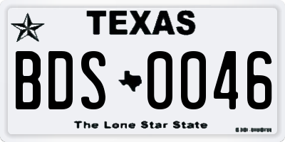 TX license plate BDS0046