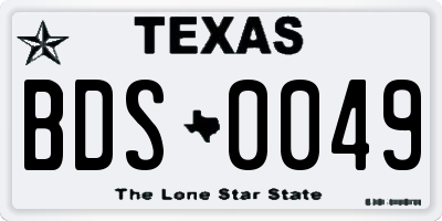 TX license plate BDS0049