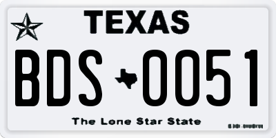 TX license plate BDS0051