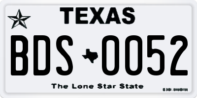 TX license plate BDS0052