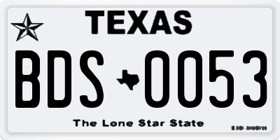 TX license plate BDS0053