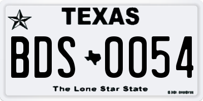 TX license plate BDS0054