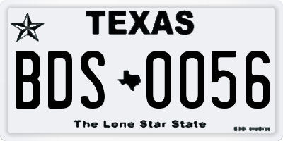 TX license plate BDS0056