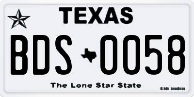 TX license plate BDS0058