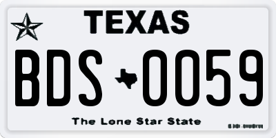 TX license plate BDS0059