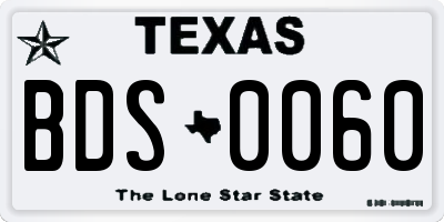 TX license plate BDS0060