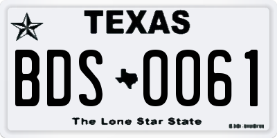 TX license plate BDS0061